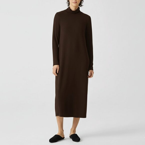 Eileen Fisher Brown Midi Dress - Picture 1 of 9